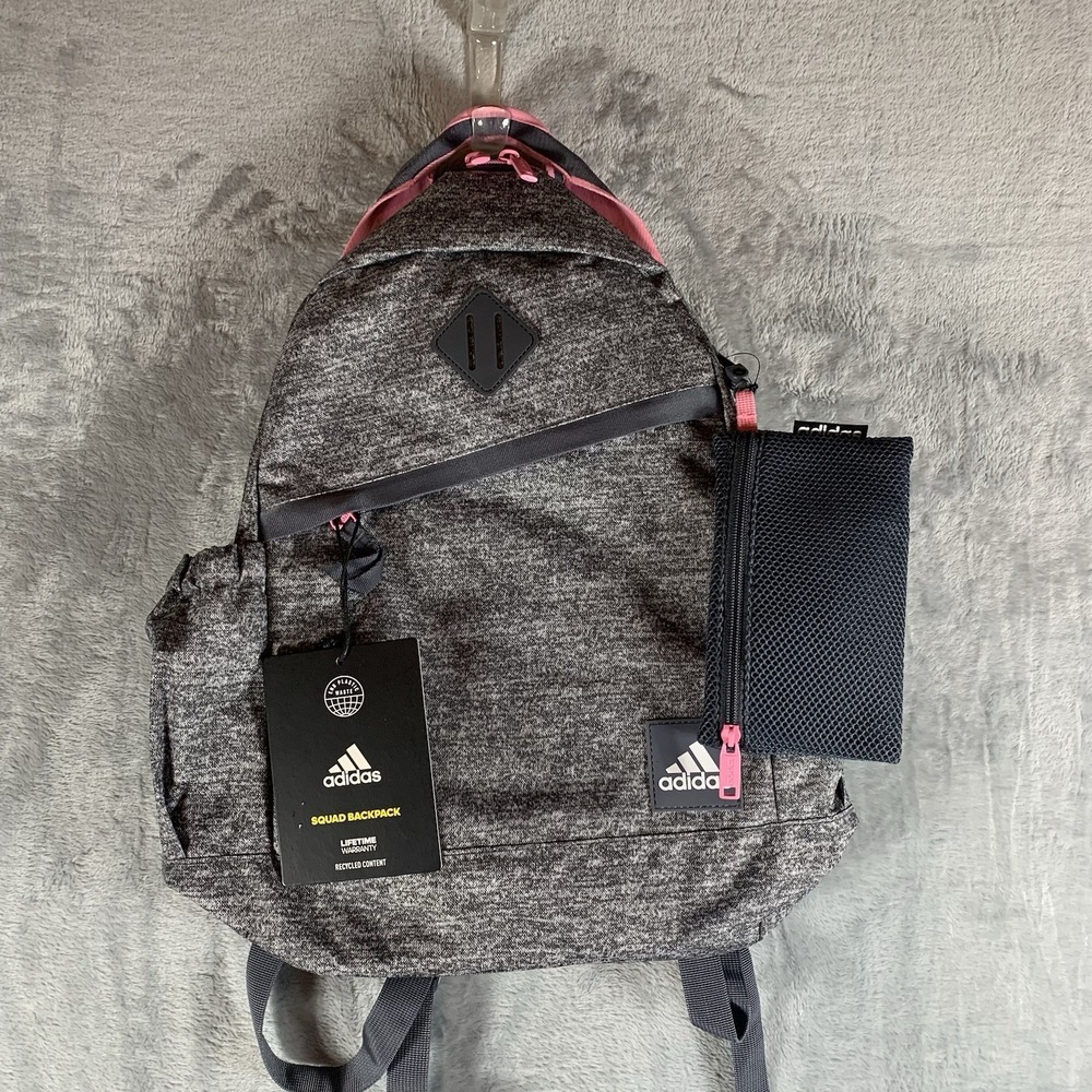 Adidas Squad Backpack Jersey Onix Grey Bliss Pink 16" laptop Hydration School